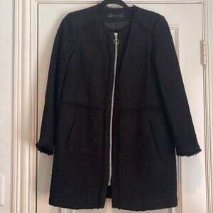 Zara black boucle / tweeed structured jacket coat